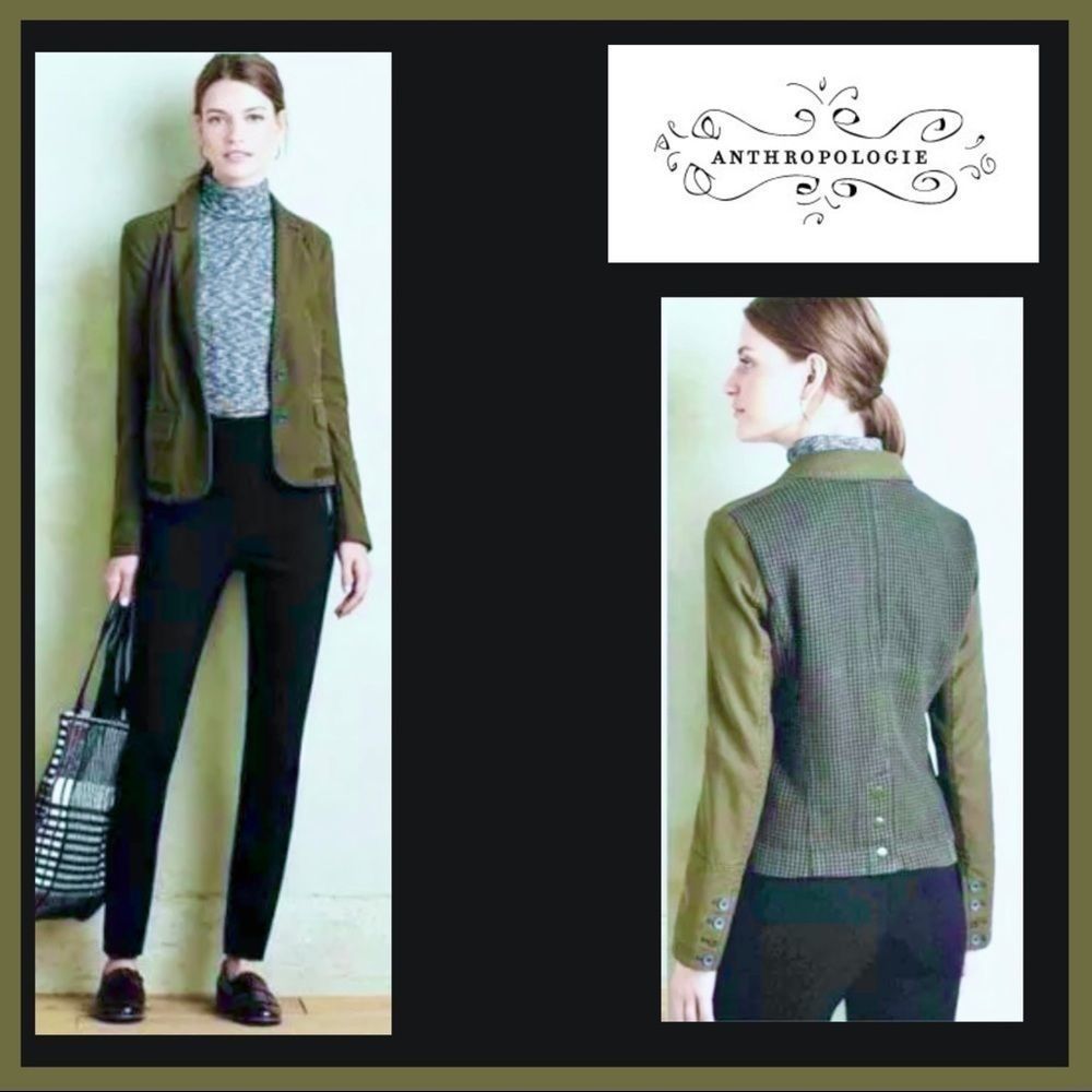 Anthropologie Hei Hei Olive Green Adelaide Jacket Size 8 and Size 2
